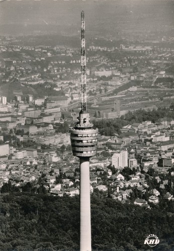 Luftaufnahme stuttgart - ak, s/w